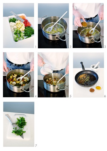 Gemüse-Kokos-Curry zubereiten
