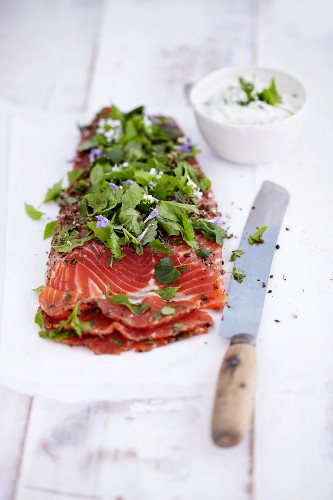 Pickled fjord trout with fresh herbs