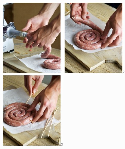 South African spiral sausages being made