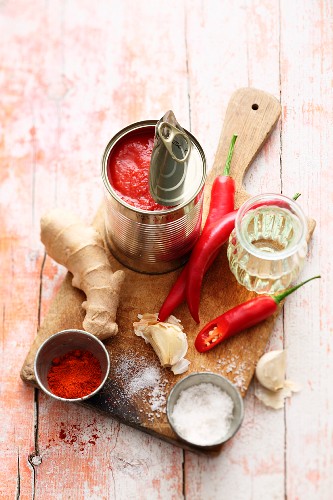 Ingredients for homemade chilli sauce