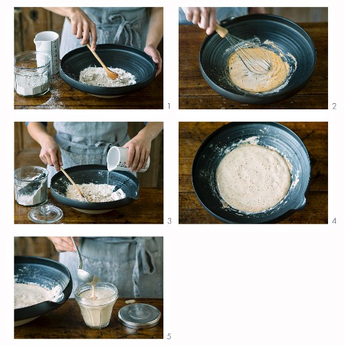 Sour dough being made from wholemeal rye flour