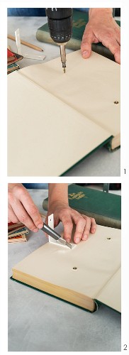 A wall shelf being made from a book