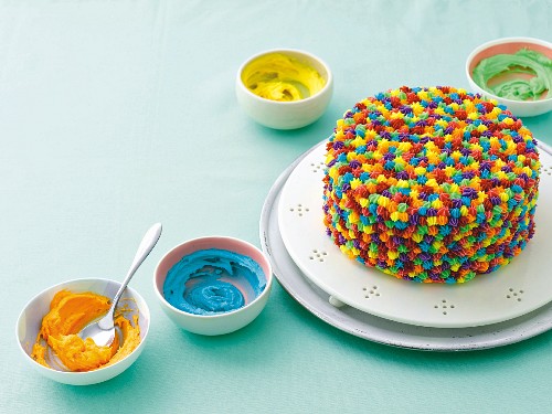 Rainbow buttercream sponge cake