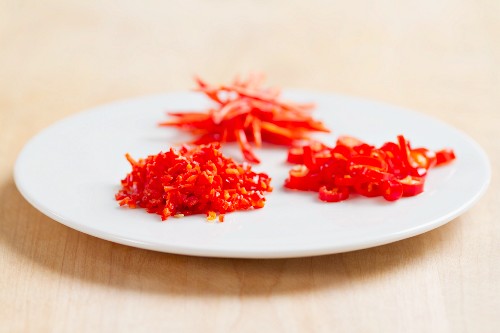 Chillis: sliced, cut into rings and chopped