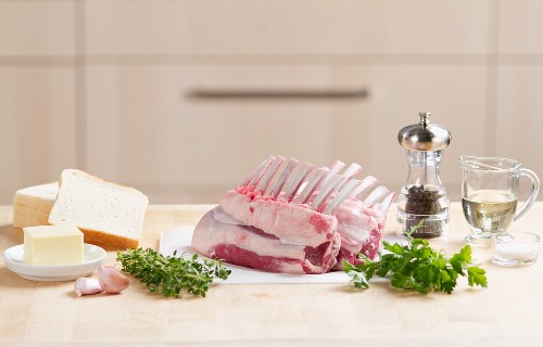 Ingredients for herb-crusted rack of lamb