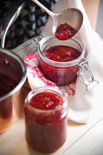 Jars of berry jam