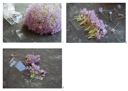 Blütenband als Tischdeko aus Alliumblüten herstellen