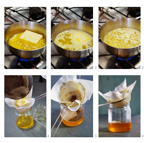 Clarified butter (ghee) being made