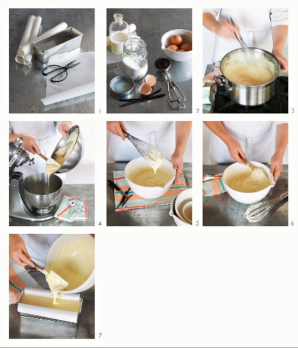 Vanilla semi-freddo being made