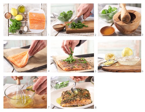 How to prepare fillet of salmon with lemon, basil and black pepper