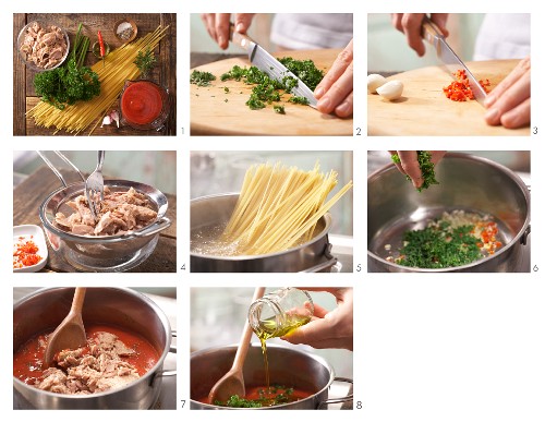 How to prepare hot tomato and tuna pasta