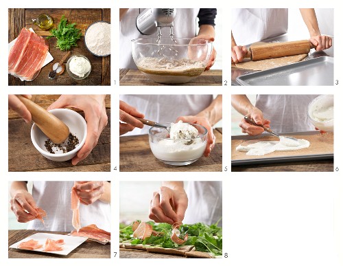 How to prepare tarte flambée with Parma ham and rocket