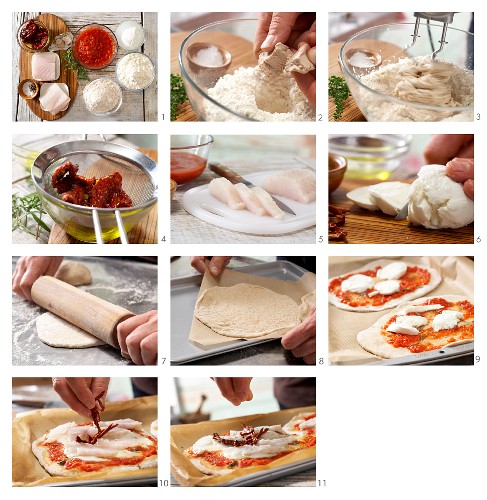 How to prepare mini spelt pizzas with pike-perch fillet and tomato strips
