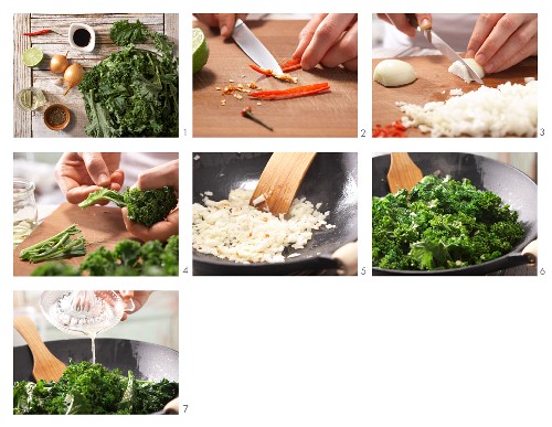 How to prepare kale with chilli and onions (Asia)