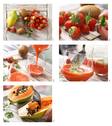 Erdbeer-Papaya-Drink zubereiten