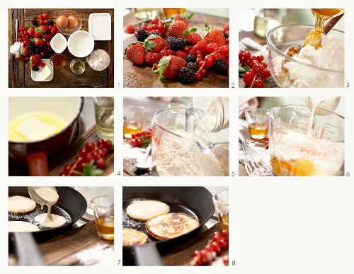 Buttermilch-Vollkorn-Pancakes mit Quark und Beeren zubereiten