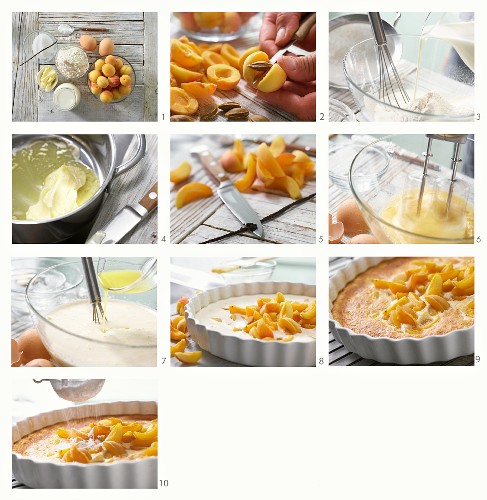 Apricot cake being made