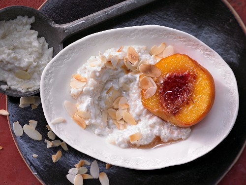 Sweet risotto with grilled peach