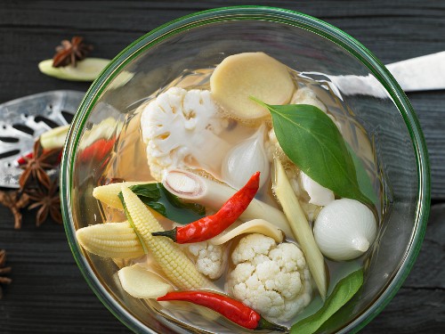 Pickled cauliflower with lemongrass, ginger and star anise