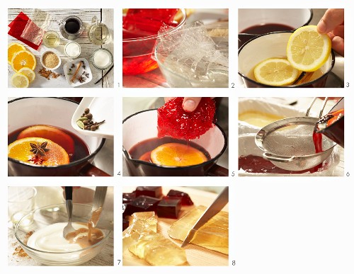 How to make mulled wine jelly with a cinnamon sauce