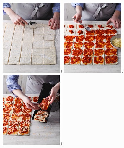 Pizza-style accordion bread being made