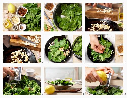 How to make spinach with pine nuts and raisins