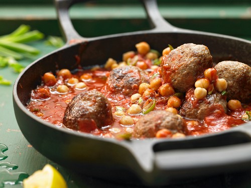 Lamb meatballs with chickpeas and tomato ragout