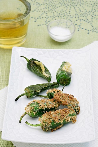 Pimientos De Padron with a cheese filling (Spain)