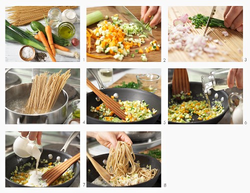 How to make linguine with vegetables and chives