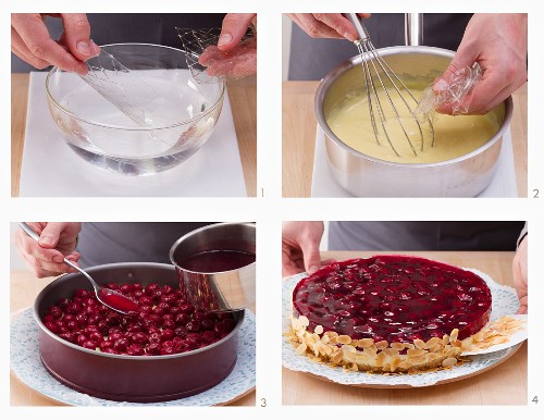 How to make a cherry and vanilla cake with an amaretti base