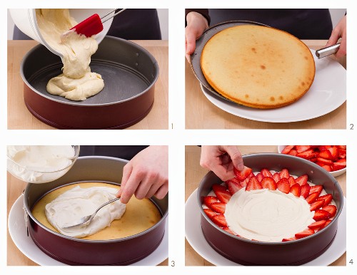 How to make a cream cake with strawberries