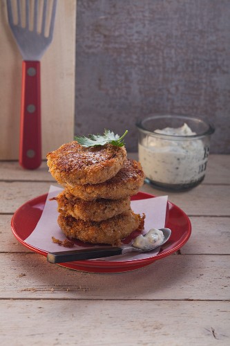 Potato and carrot fritters with bean sprouts