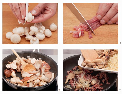 Fried mushrooms being prepared