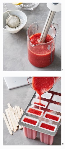 How to make strawberry sorbet lollies on stalks