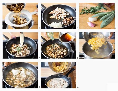 How to make farfalle with mushrooms and sage