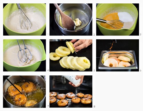How to make apple doughnuts with icing sugar