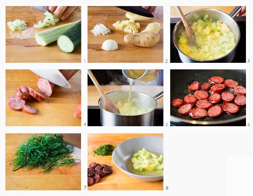 How to make stewed cucumber soup with sausage