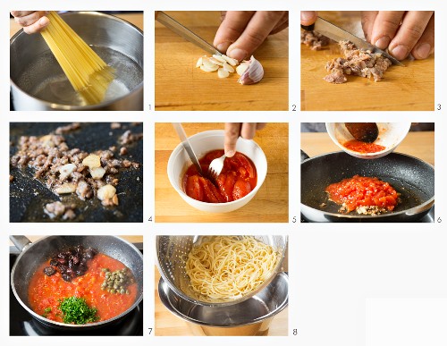 Spaghetti Puttanesca zubereiten