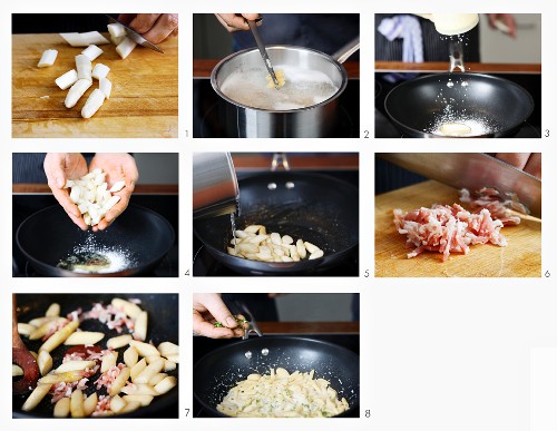 How to make penne with asparagus, bacon and cheese