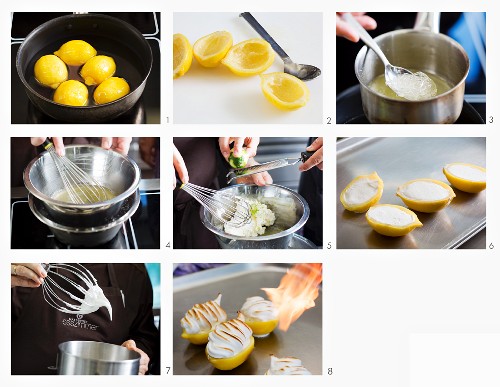 Amalfi lemons with lemon cream and meringue being made