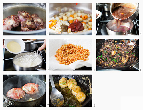 Oxtail with potato dumplings being made