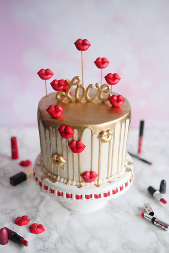 Donauwellen (German marble cake) dripping cake for Valentine's Day