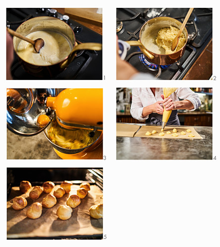 Profiteroles being made from chox pastry