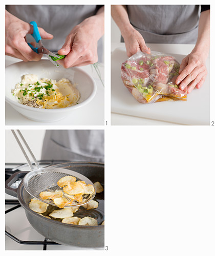 Lendensteaks mit Kräuterbutter und Kartoffelchips zubereiten