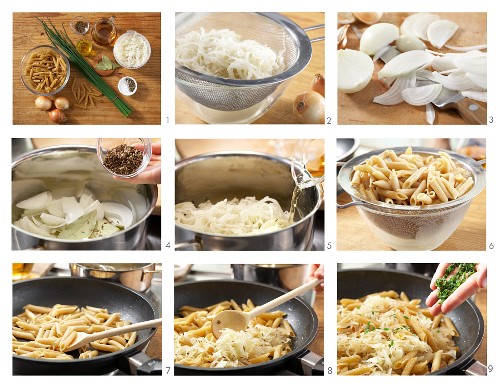 Sauerkraut pasta being made