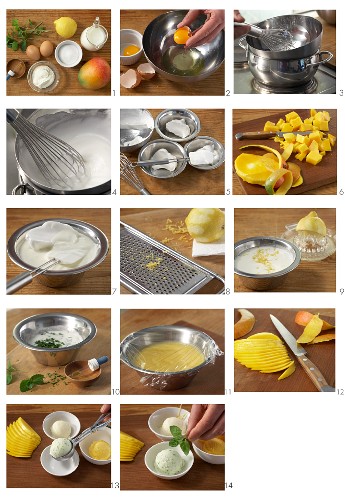 Mango-, Minz- und Zitroneneis zubereiten