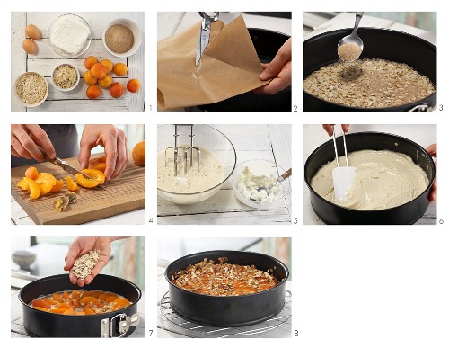 Apricot cheesecake with oats being made
