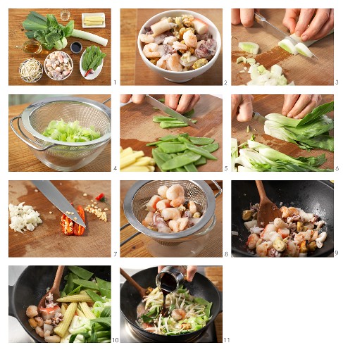 How to prepare seafood stir-fry