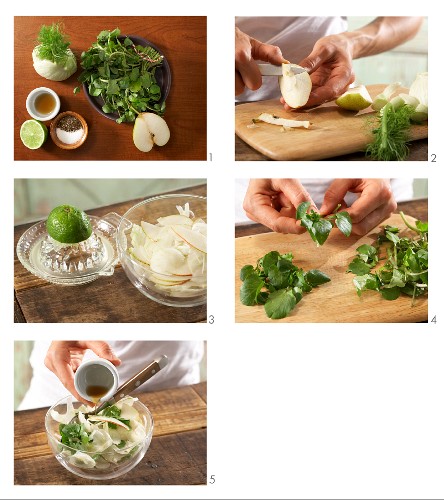 How to prepare pear salad with fennel and watercress