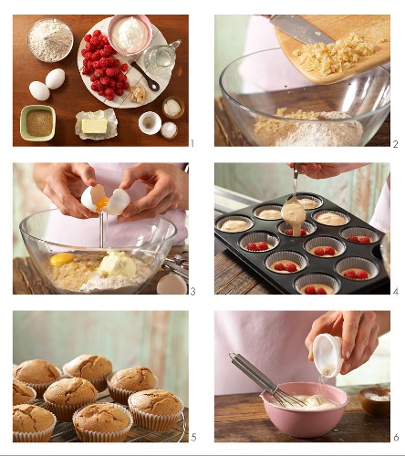 How to prepare wholegrain muffins with ginger, vanilla cream and raspberries